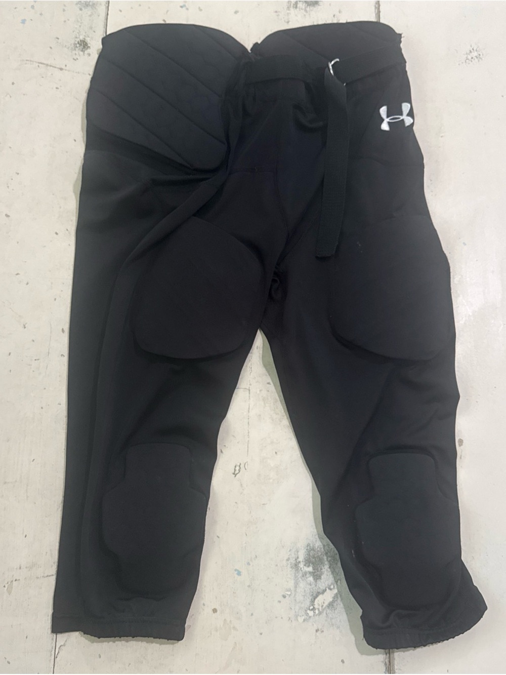 Under Armour Black Padded Football Girdle Pants with White Logo